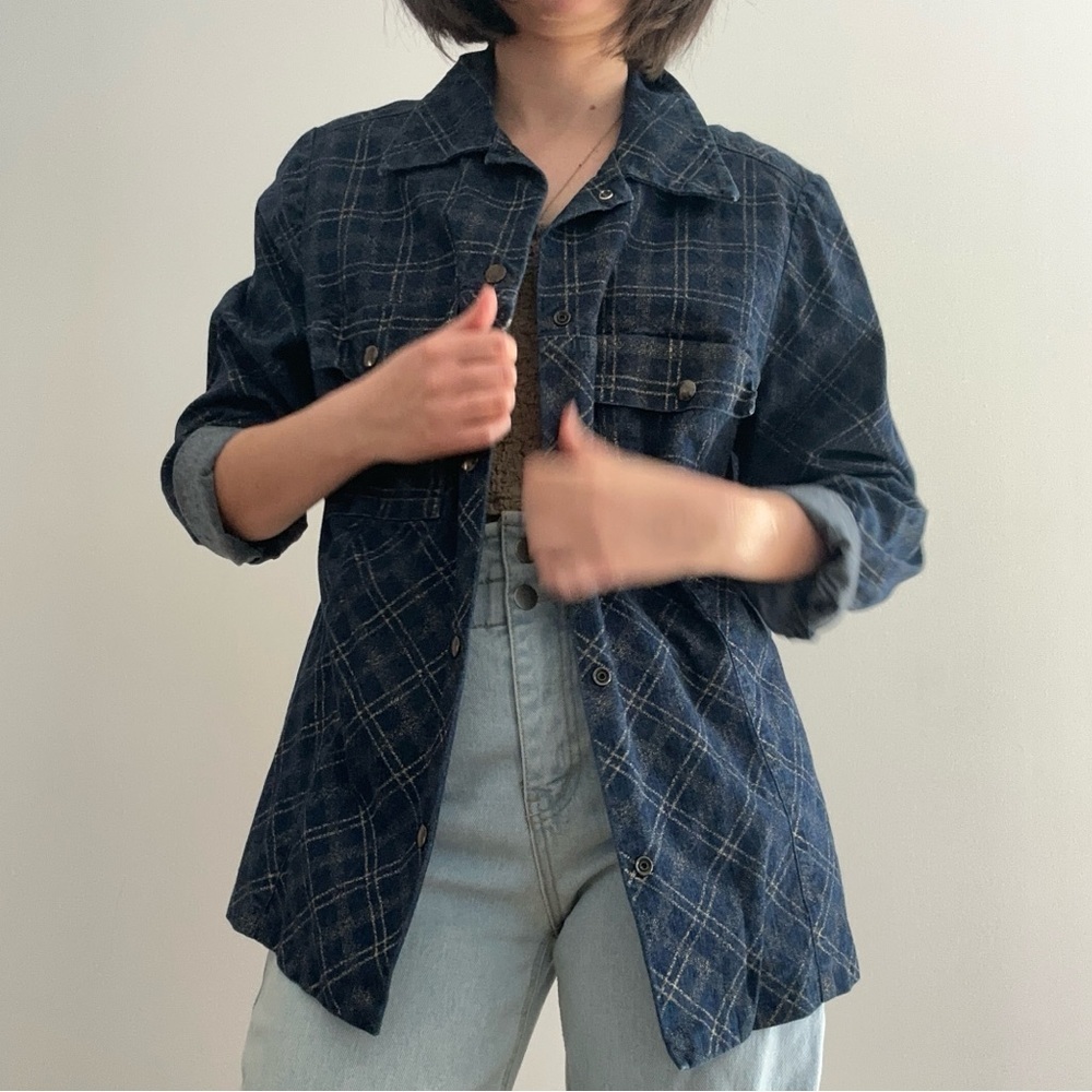 VINTAGE DENIM SHACKET WITH GOLD STRIPES - Picture 4 of 9